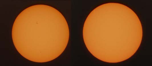 Solen på sommaren t v, på vintern t h