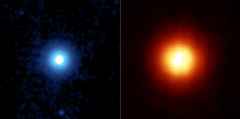 Två studier av Vega md stoftmoln. Foto: NASA/Spitzer