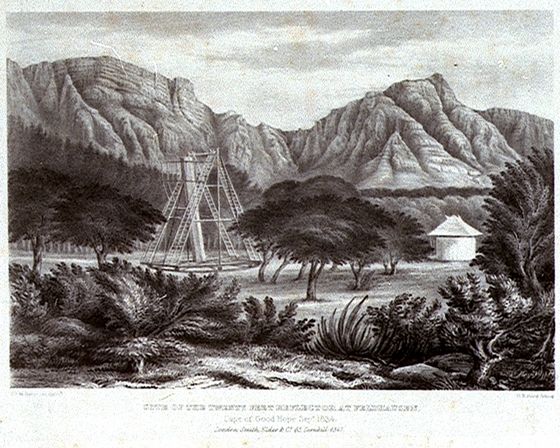 Herschels eget teleskopbygge utanför Cape Town...