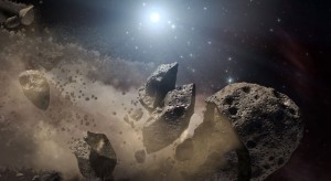 Så här tänker sig NASA/JPL:s spaceartist en krocksplittrad asteroid.