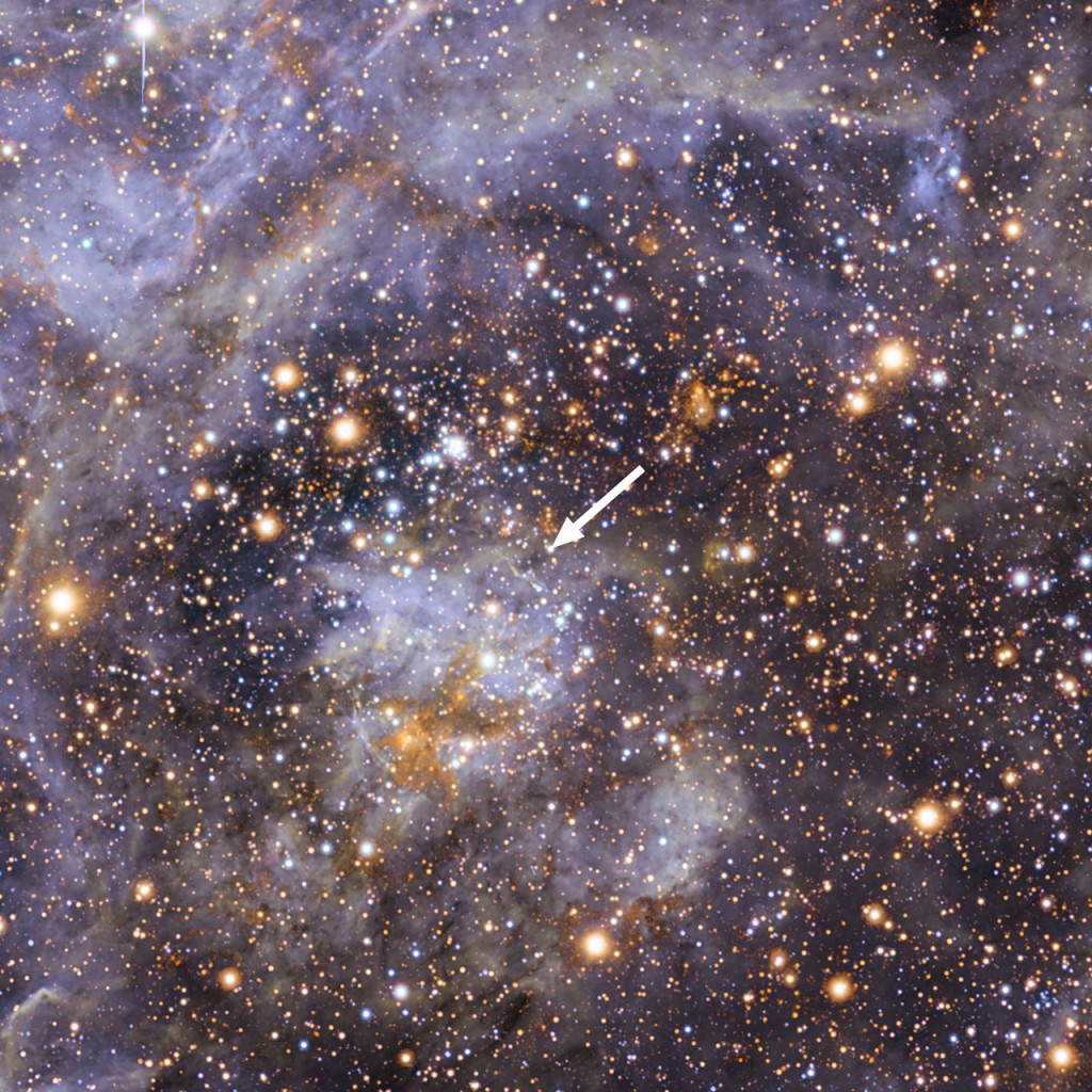 Här ligger stjärnan som har så brått att rotera. Foto: ESO