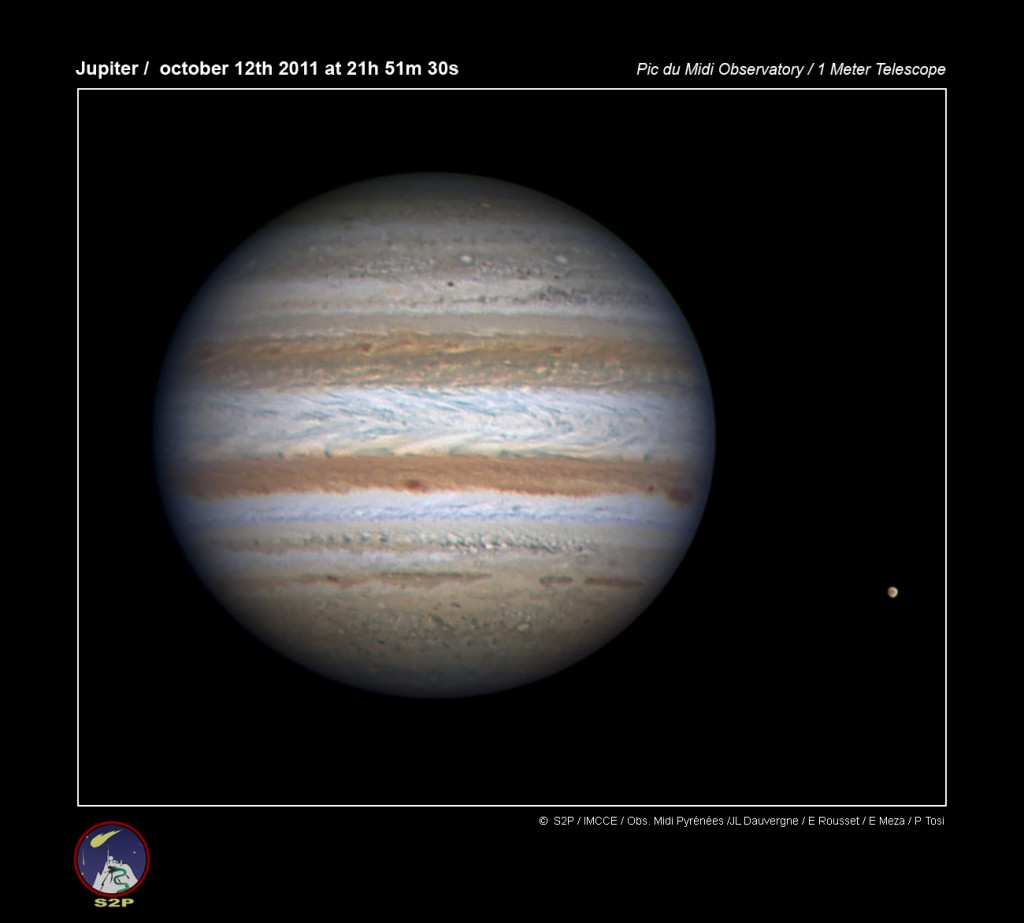 Det hålls alltid koll på Jupiter frpn Pic-du-Midi. Denna bild tyogs 12 oktobe ri år. Fotovredit: S2P/IMCCE/Obs. Midi Pyrénées/J L Dauvergne/E Rousset/E Meza/P Tosi