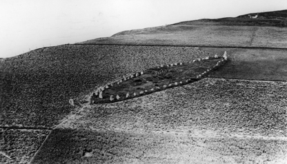 Flygfoyto över Ales stenar på 1930-talet. Foto ATA/Länsstyrelsen i Skåne län