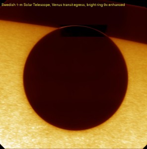 Venus på väg ut... kolla planetens atmosfår, den som avslöjades under passagerna 1761 och 1769. Foto: KVA/SST