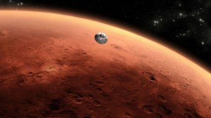 Först dundrade sonden on i Mars övre atmosfär...