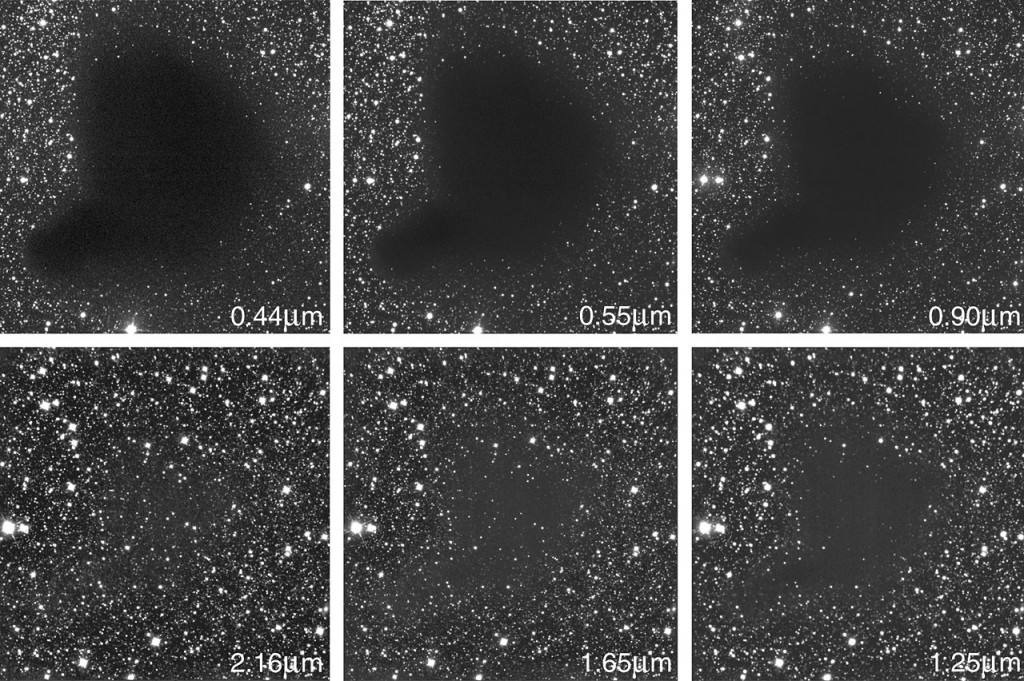 En ESO/VLT-studie från 1999 av molnet i olika våglängder