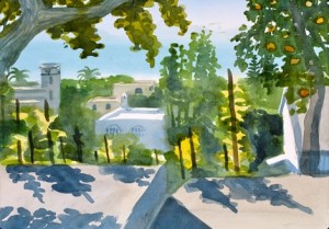 Axel Muntes Capri-hus i bakgrunden. Ill: Peter Sternäng