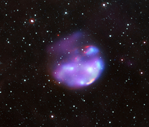 Supernovaresten sedd i en komposit av våglängder. Bildkälla: NASA