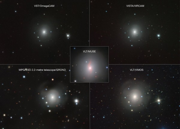 Composite of images of NGC 4993 and kilonova from many ESO instr