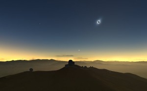 Artist’s impression of the 2019 eclipse viewed from La Silla